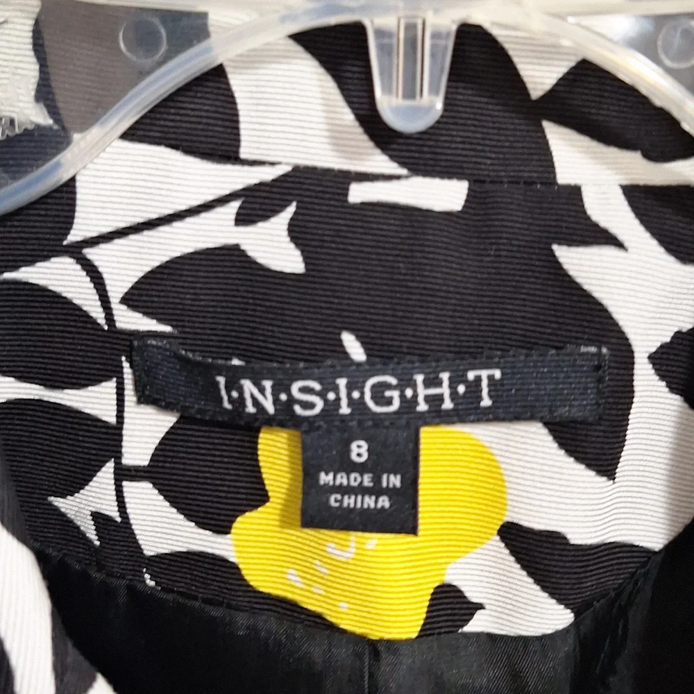 Insight fitted belted floral jacket - 8 - black white yellow